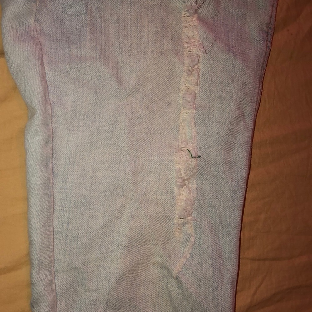 light blue capris with rips on legs - Picture 6 of 6